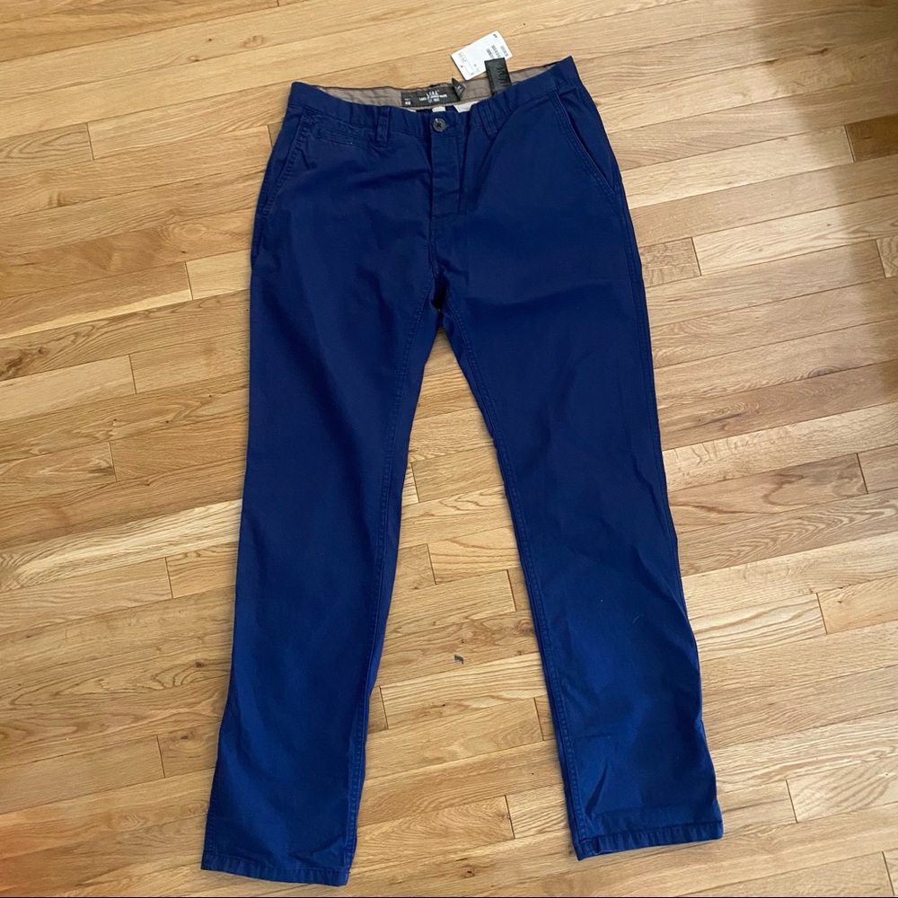 H&M blue chinos men’s size 32 waist button fly regular fit new with tags